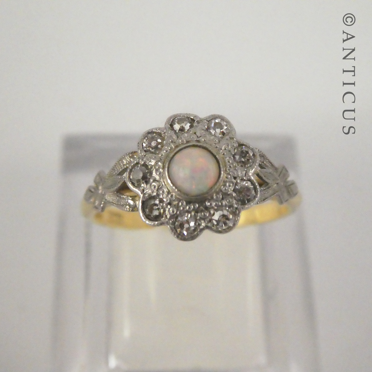 Art Deco Opal and Diamond Rng.