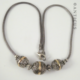 Silver Snake Chain and Spheres Necklace