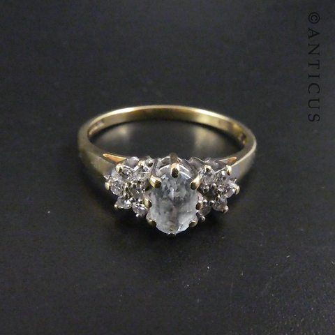 Gold, Diamond and Aquamarine Ring.