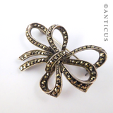 Pretty Marcasite and Silver Bow Brooch.