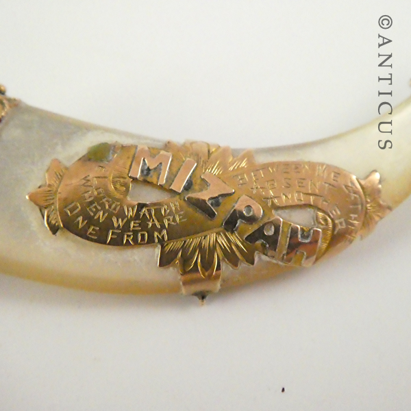 Mizpah Brooch, Gold and Mother of Pearl