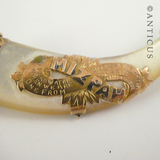 Mizpah Brooch, Gold and Mother of Pearl