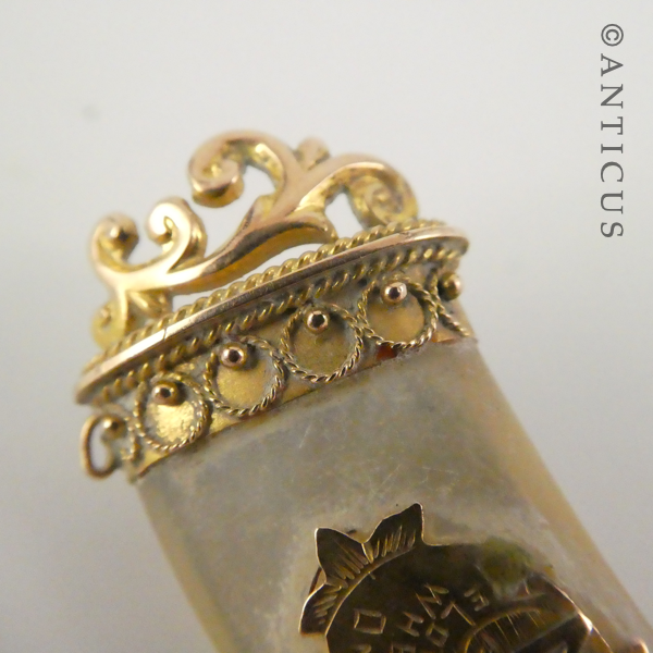 Mizpah Brooch, Gold and Mother of Pearl