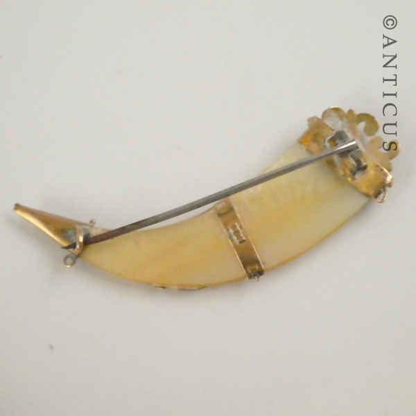 Mizpah Brooch, Gold and Mother of Pearl