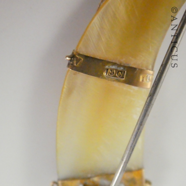Mizpah Brooch, Gold and Mother of Pearl