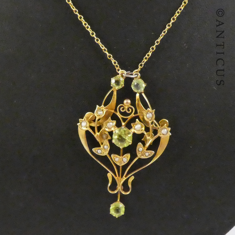Edwardian Art Nouveau Pendant Necklace,