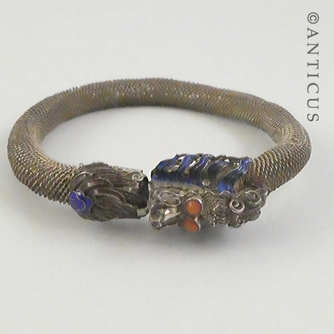 Chinese Enamelled Dragon Bracelet with Mesh.