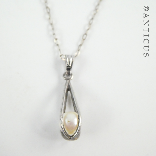 Pearl in Cage Silver Pendant.