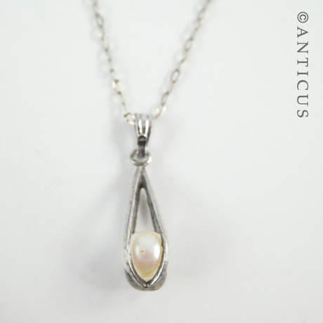 Pearl in Cage Silver Pendant.
