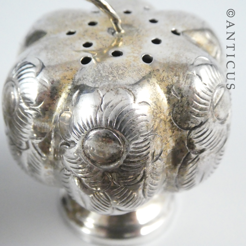 Condiment Set, Silver, Pumpkin Shapes.