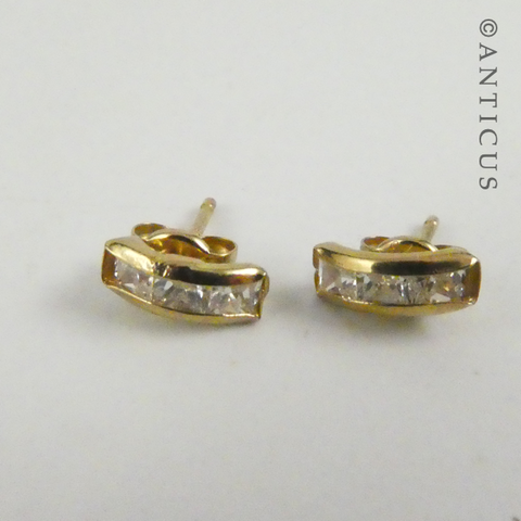 Vintage Gold and Silver Zirconia Stud Earrings main image 0