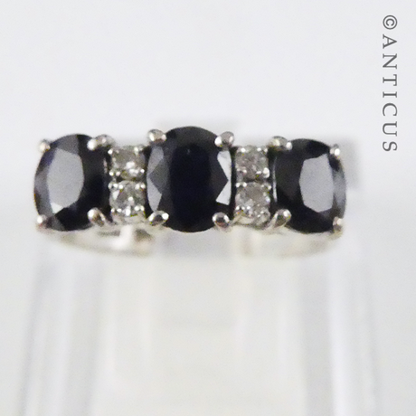 White Gold, Sapphire and Diamond Bridge Ring.