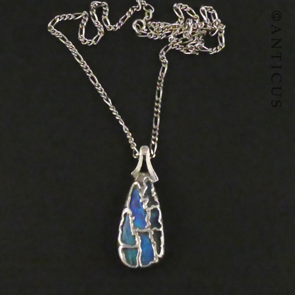 Handmade Silver and Opal Pendant on Chain.