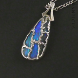 Handmade Silver and Opal Pendant on Chain.