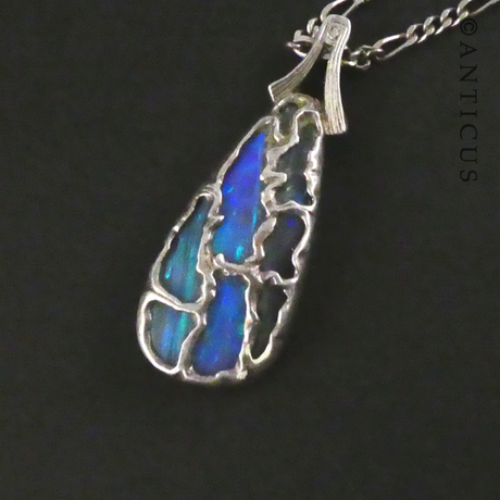 Handmade Silver and Opal Pendant on Chain.