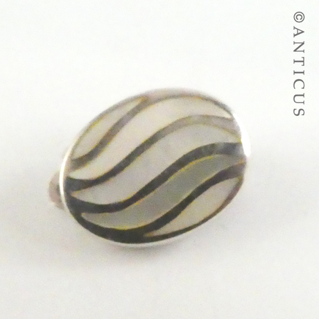 Mother of Pearl and Silver Clip Earrings.