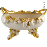 Very Large Handmade Bowl, Gilded, Strawberry Decoration.