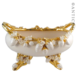 Very Large Handmade Bowl, Gilded, Strawberry Decoration.