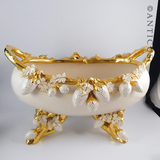 Very Large Handmade Bowl, Gilded, Strawberry Decoration.