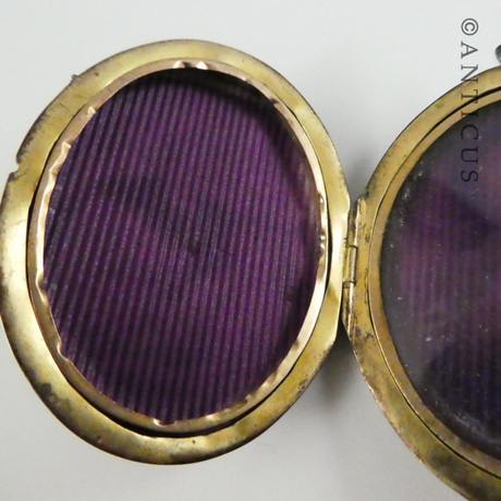 Victorian  Black Enamelled Locket with Inlay.