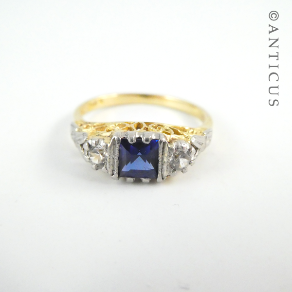 18ct Gold, Platinum and Sapphire Ring.