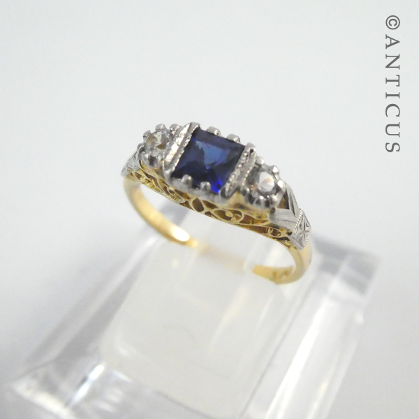 18ct Gold, Platinum and Sapphire Ring.