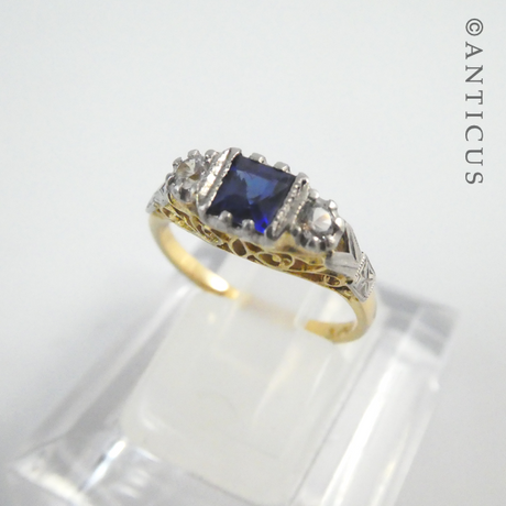 18ct Gold, Platinum and Sapphire Ring.