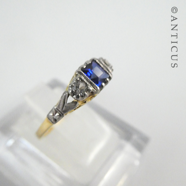 18ct Gold, Platinum and Sapphire Ring.