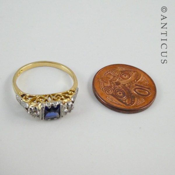 18ct Gold, Platinum and Sapphire Ring.