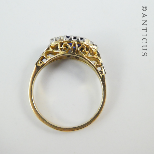 18ct Gold, Platinum and Sapphire Ring.