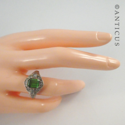 Sterling Silver Costume Ring, Deco Style.