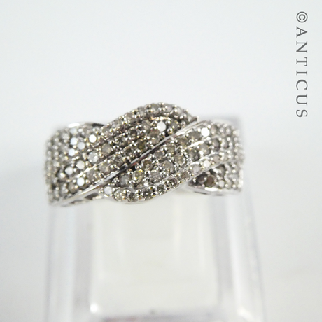 18ct White Gold and Pave Diamond Ring.