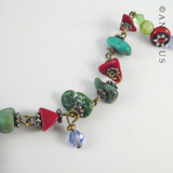 Long Multi-Coloured Bead Necklace with Pendant
