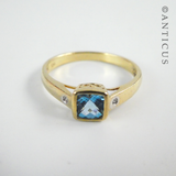 Pretty Blue Topaz and Diamond Ring.