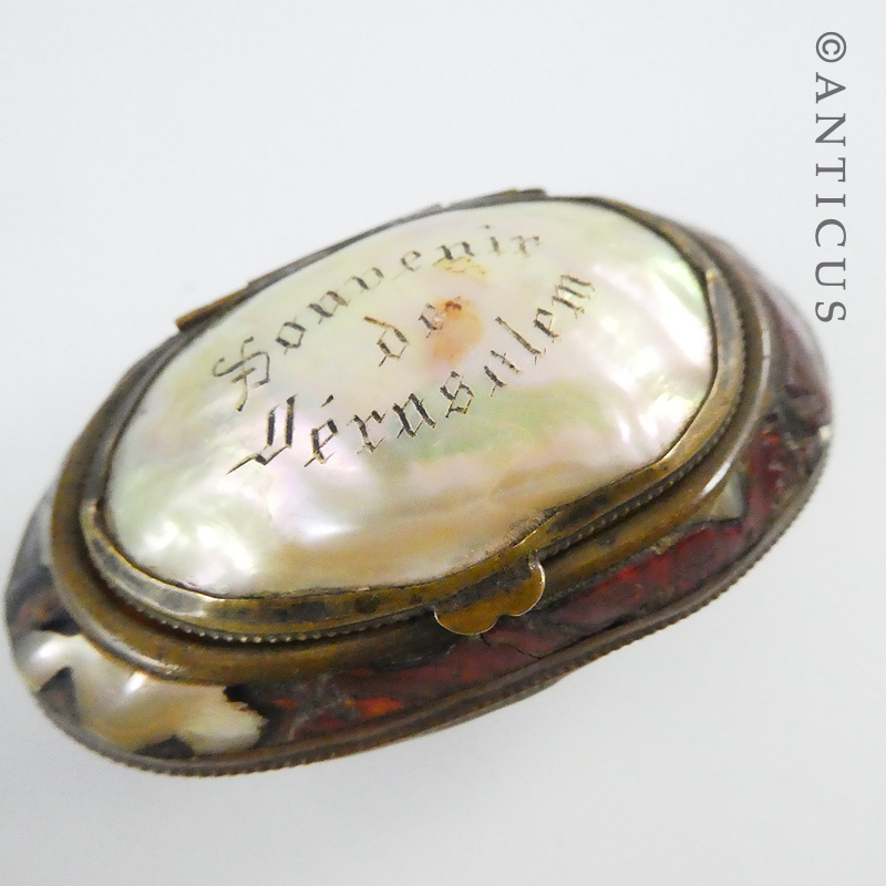 Antique Mother of Pearl Shell Souvenir Box.