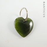 NZ Greenstone Jade Heart Pendant.