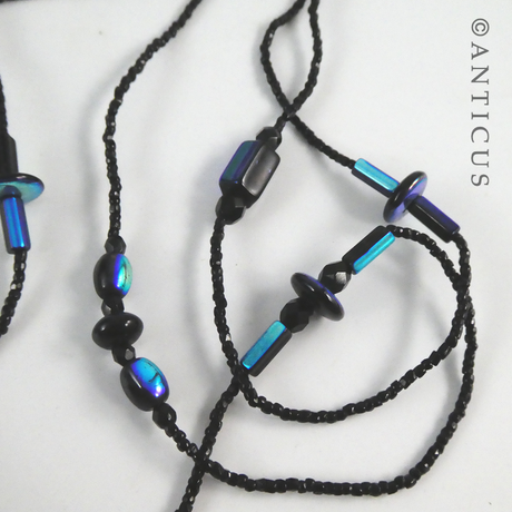 French Jet and Iridescent Bead Necklace.