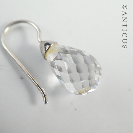 Sterling Silver and Clear Faceted Drop Earrings.