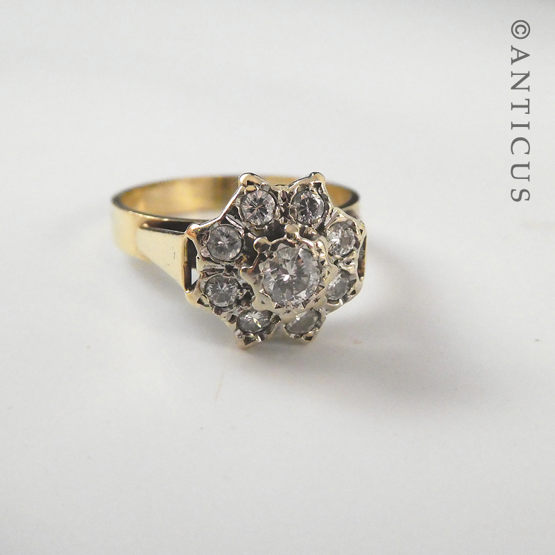 Modern Diamond and Gold Dress Ring.