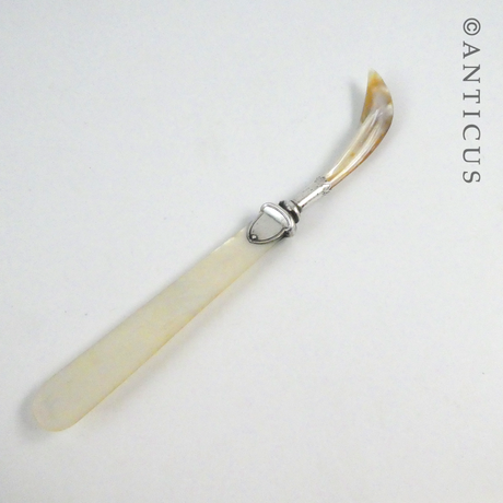 Antique Mother of Pearl and Silver Paper Folder Knife.