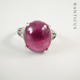 Large Ruby Cabochon, Silver Mount. AIG Cert.