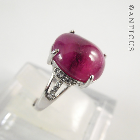 Large Ruby Cabochon, Silver Mount. AIG Cert.