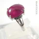 Large Ruby Cabochon, Silver Mount. AIG Cert.