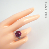 Large Ruby Cabochon, Silver Mount. AIG Cert.