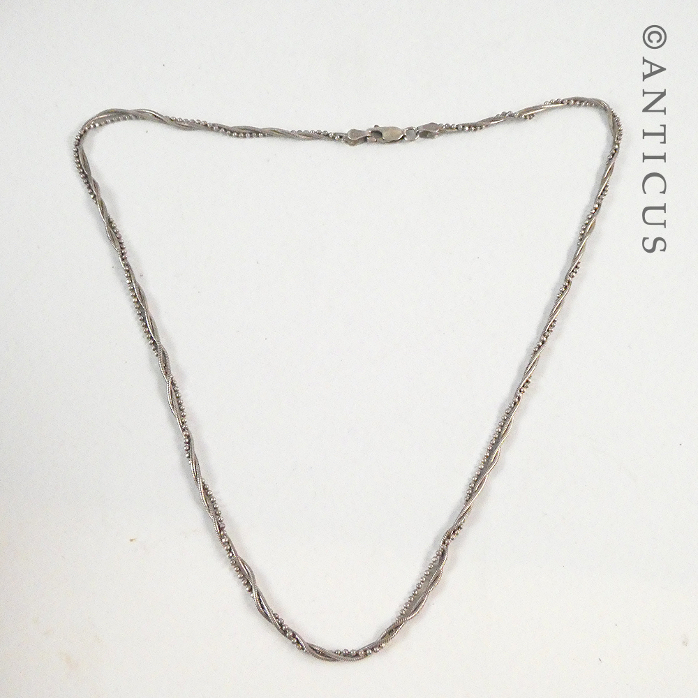 Italian Double Chain Silver Necklace.