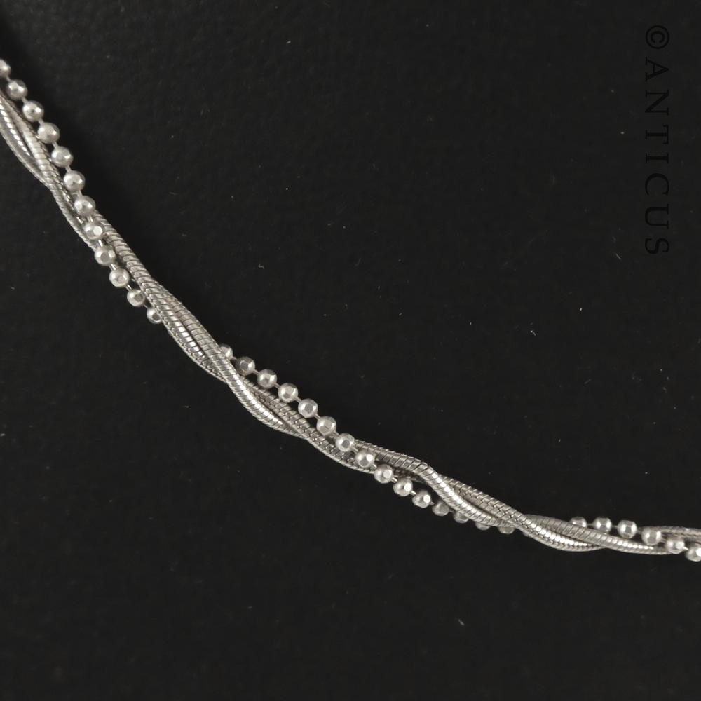 Italian Double Chain Silver Necklace.