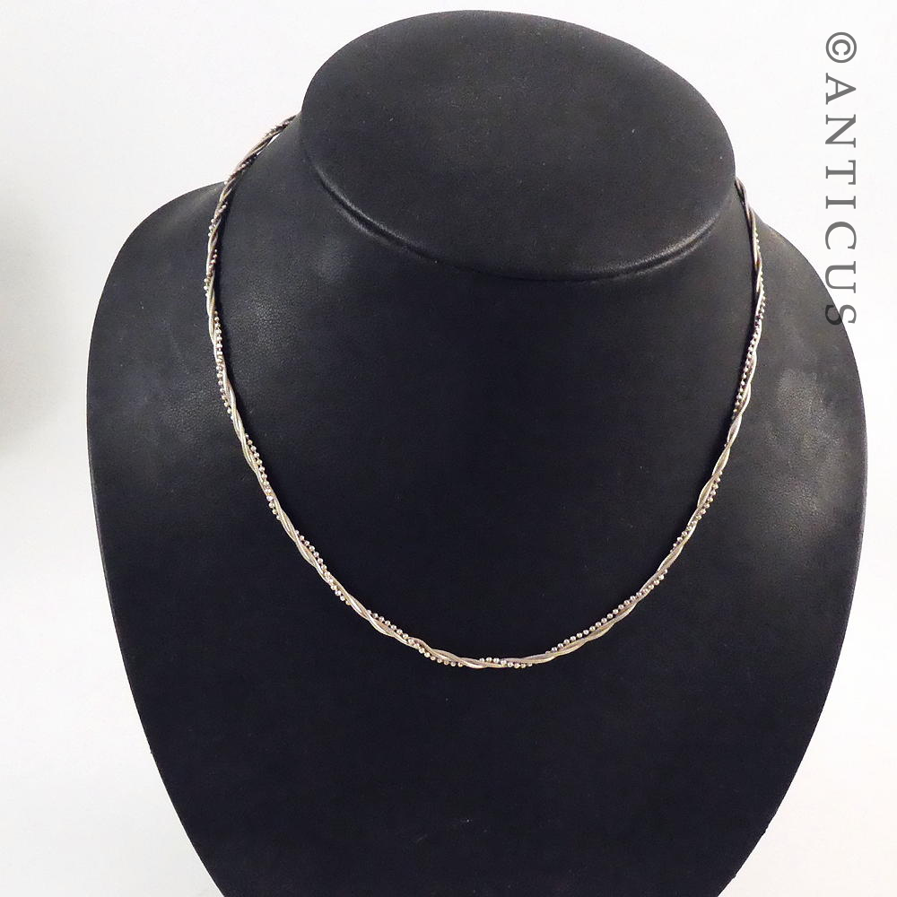 Italian Double Chain Silver Necklace.
