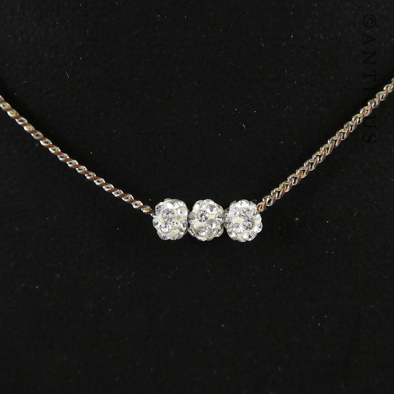 Fine Chain with Three Crystal Beads.
