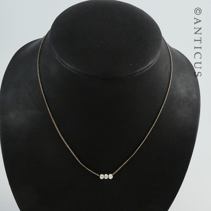 Fine Chain with Three Crystal Beads.