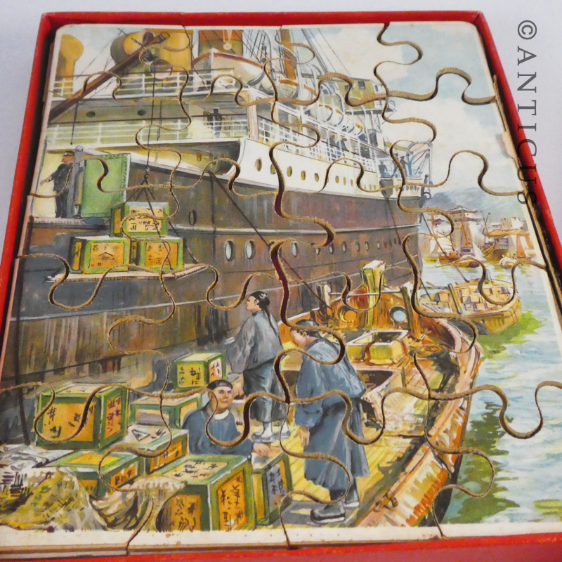 Antique Boxed Set of Four Dutch Jigsaw Puzzles.
